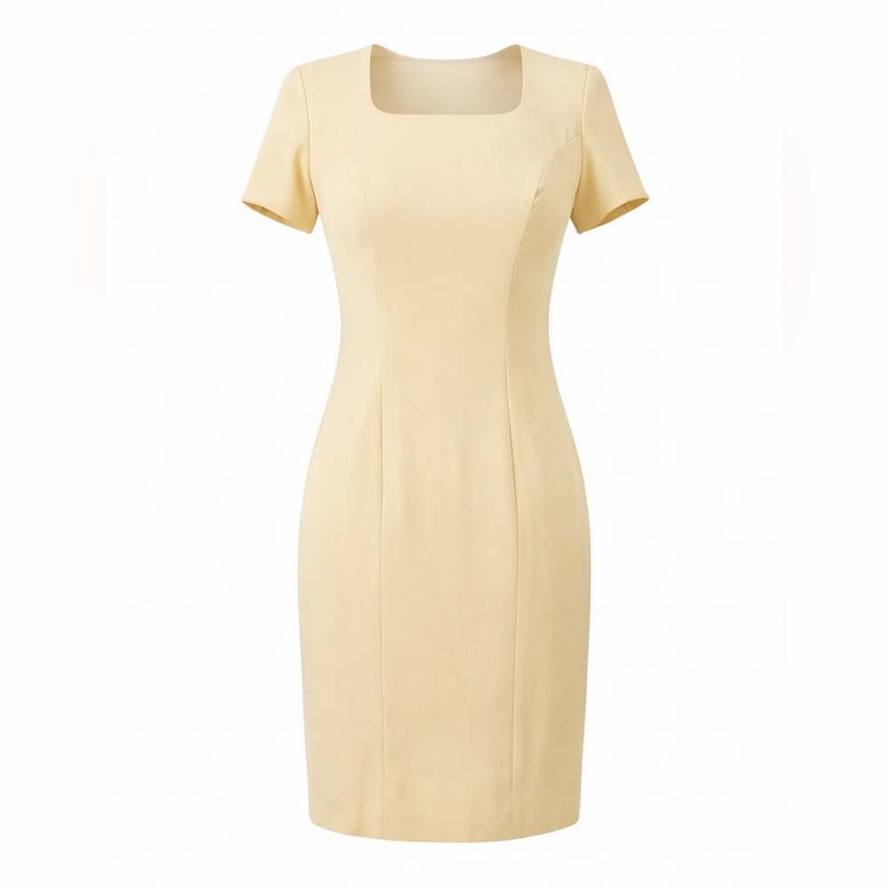 Liza Claiborne Petite Vintage Yellow Sheath Dress Classic Office Officecore